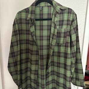 Soft Cozy Green Plaid Button Down Shirt